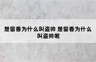 楚留香为什么叫盗帅 楚留香为什么叫盗帅呢